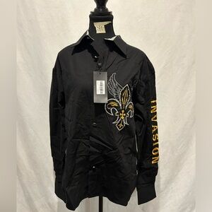 Black Men's Shirt with Gold Accents